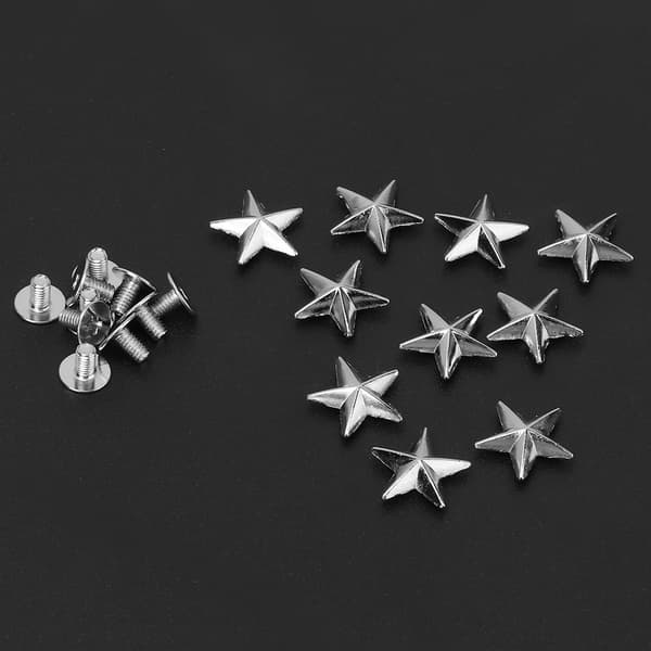 Metal Stjerne Stud Nit Spikeskruer til Læderarbejde Tasker Sko DIY-Dekoration - 10 stk (14 mm, Sølv)
