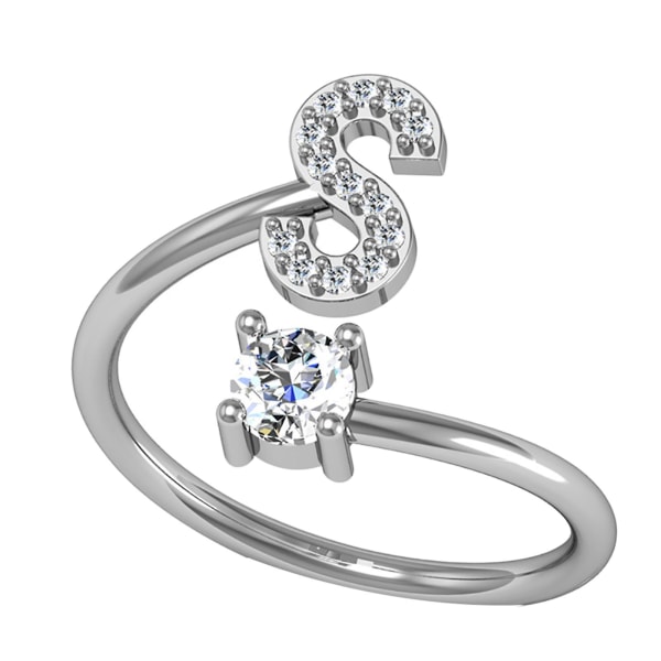 Ring Justerbar Open End Koppar Brev Kvinnor Finger Smycken För Dejting F