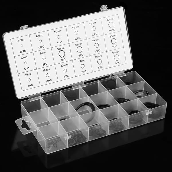 Snap Lock Ring Sortimentsett 150 stk 18 Størrelser 3mm til 32mm