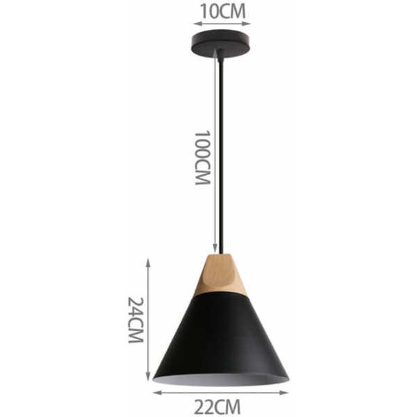 Creative Industrial Pendel Lampe Massivt Træ Soveværelse Stue Dekorativ Pendel Lampe (Sort) - Sort