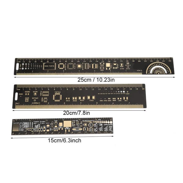 Multifunktionelt PCB Linealsæt 3 Stykker 16 20 26 cm