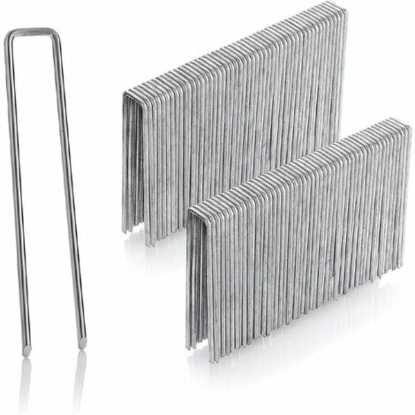 Pakke med 100 galvaniserte stålpløkker for veldig hard grunn - Pløkker for netting - Lengde 200 mm, Bredde 40 mm, Tykkelse 2,5