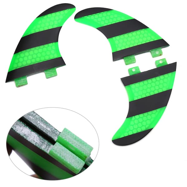 Grön Svart FCS G5 Surfbräda Glasfiber Thruster Tri Fin Set
