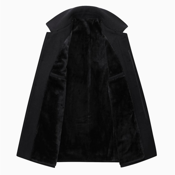 Isän syksyn ja talven keskipitkä paksu villatakki Black 4XL
