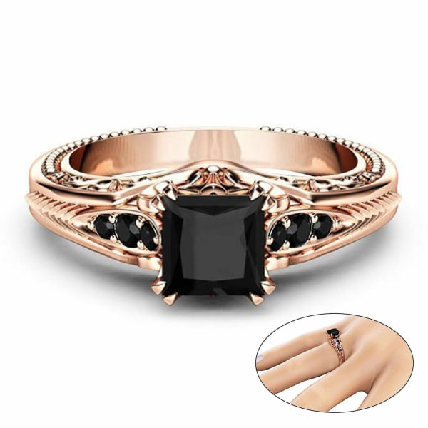 Trendiga kvinnor Ring Fyrkantig Cubic Zirconia Inte lätt att bryta Tillbehör Elegant fingerring för bankett Golden US 7