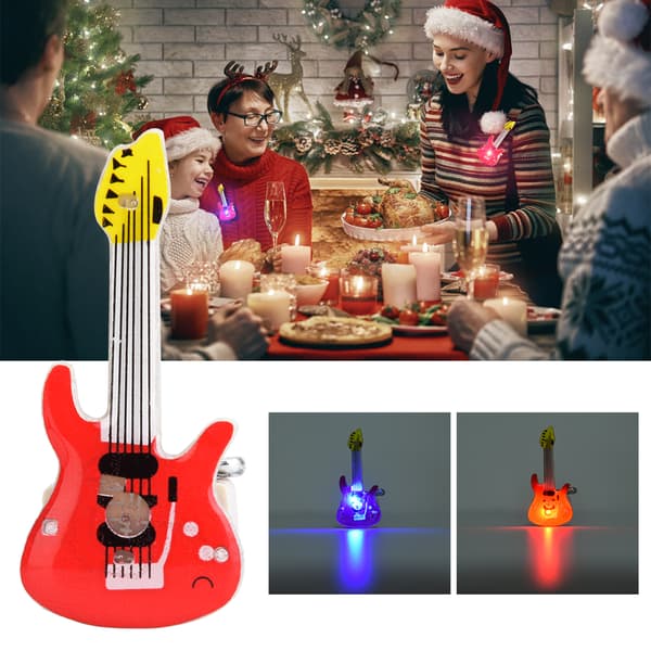 LED-gitarr djurbroschmärkesnål - 25st, röd - perfekta festfavoriter & julklapp