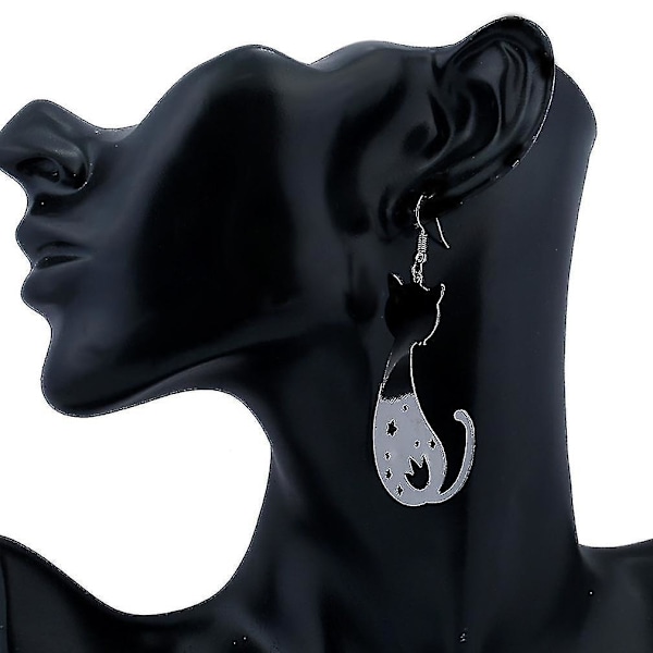 øreringe Glossy Surface Hollow Kitten Black Metal Eardrops For Party