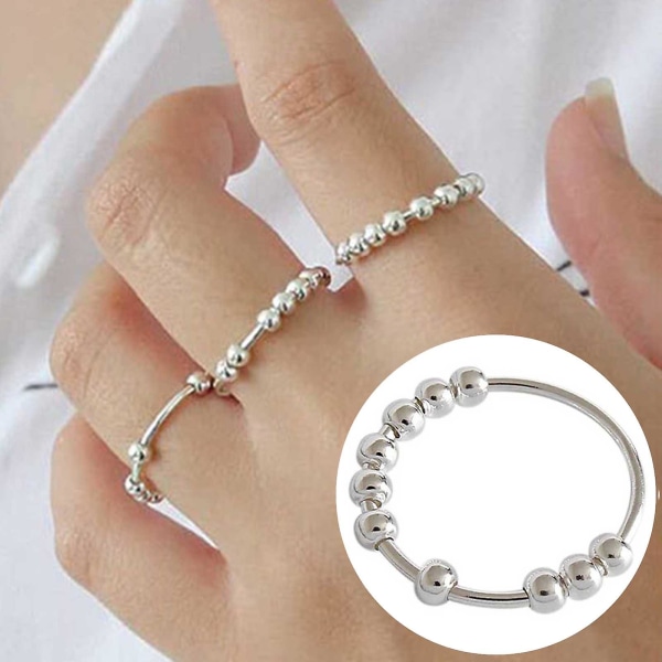 Relief Pressure Bead Unisex Ring Koppar Ball Stapelbar Finger Ring Smycken Tillbehör US 6