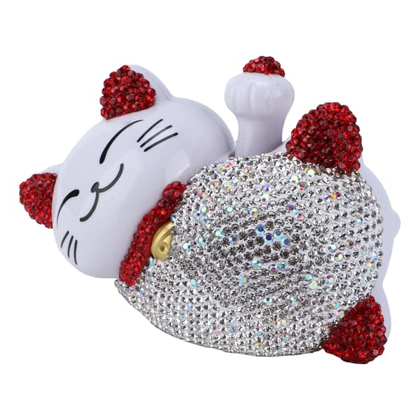 Fortune Lucky Cat Bling Rhinestone Rød Universal Midtkonsoll Dashborddekorasjon