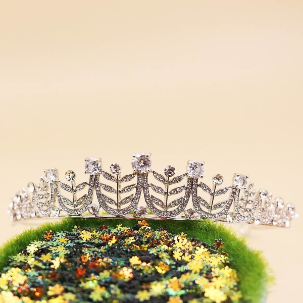 Zircon Crown Leaves tekojalokivi korut morsiamen häät tiara juhlatarvikkeet