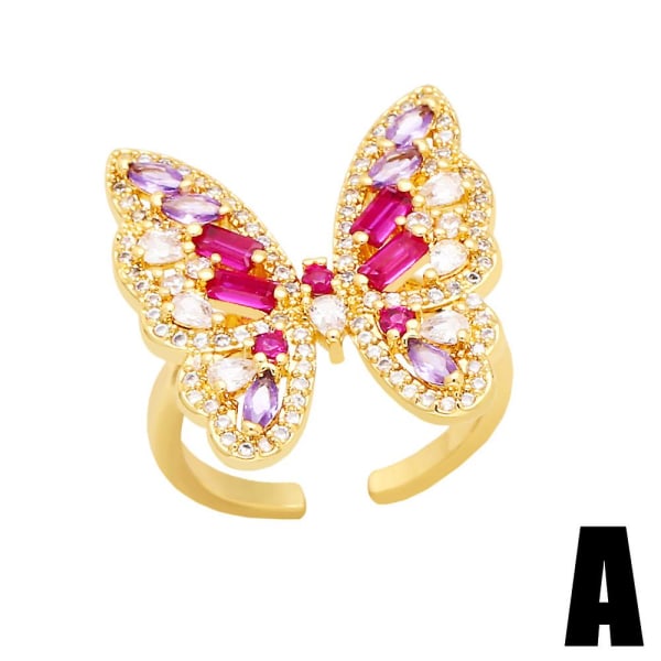 Ring Vintage Zircon Butterfly Fashion smykker Ac10596 A