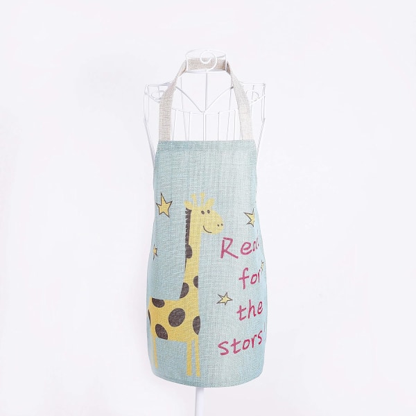 Børneforklæde Lækkert polyester børneforklæde, kreativt og behageligt kunstnerforklæde Køkkenkok Rengøringsforklæde Mint Giraf