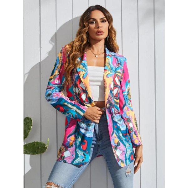 Printed kavaj för kvinnor Pink M