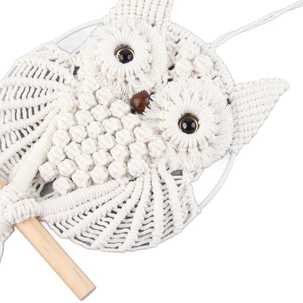 Uggla Makramé Väggbonad Handvävd Boho Tapestry Vardagsrumsdekor