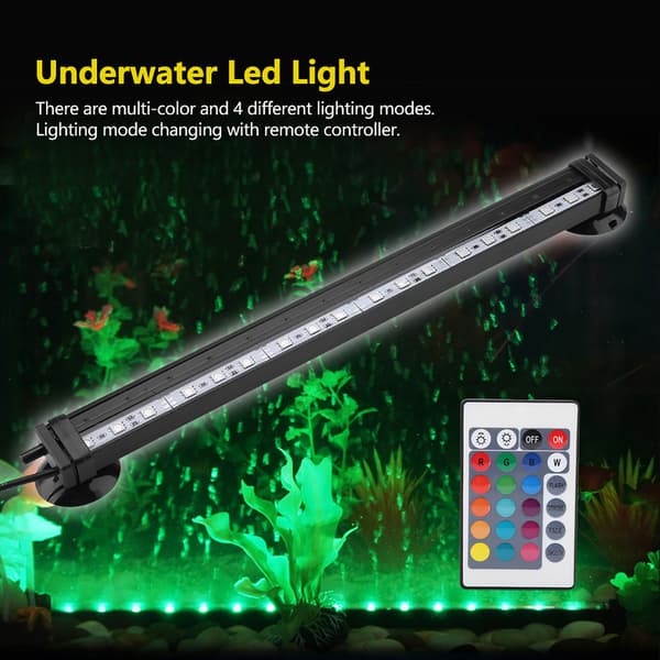 Fjernkontroll Akvarium Boblelys 31cm Undervanns LED Akvarielys US Plug
