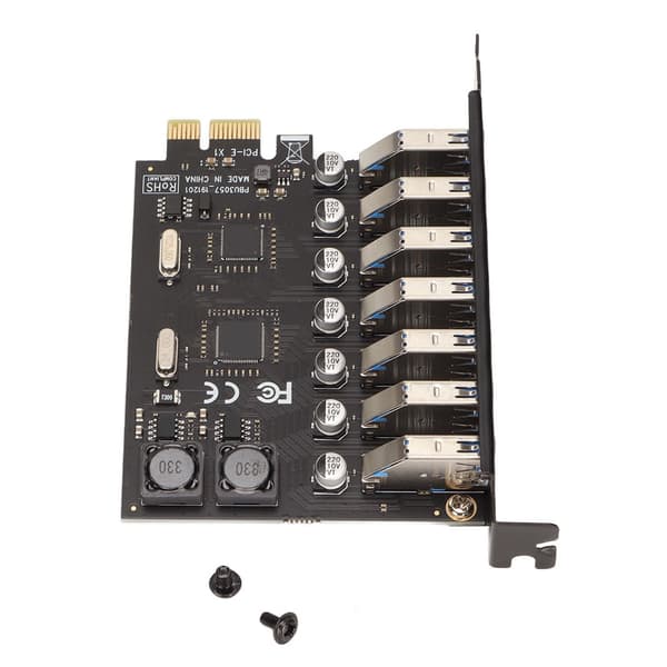PCIe til USB 3.0 7 Port Adapterkort 5Gbps Høj Hastigheds Udvidelsesmodul 5V
