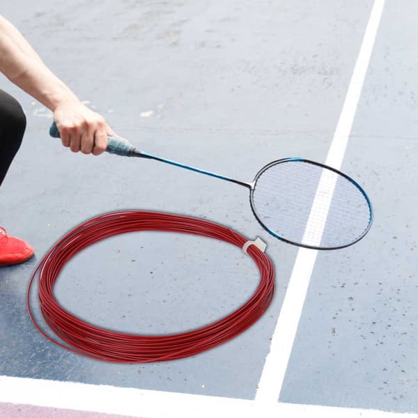 2 st hållbara 10m högflexibla badmintonsträngar träningsracket racketsnören (röd)