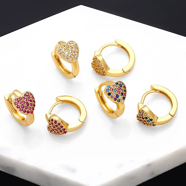 Korvakorut Vintage Zirkoni Heart Stud Muotikorut Ac10523 white