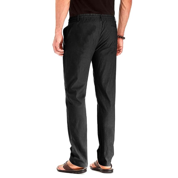 Ensfarvede bukser med elastik i taljen til mænd Black M