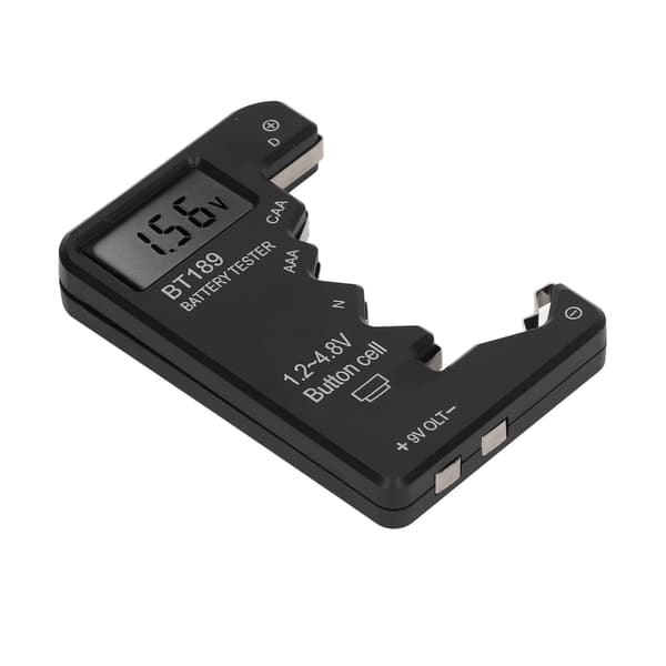 Digital Batterikapasitetstester AA AAA 6F22 9V 1.5V Svart Displayverktøy