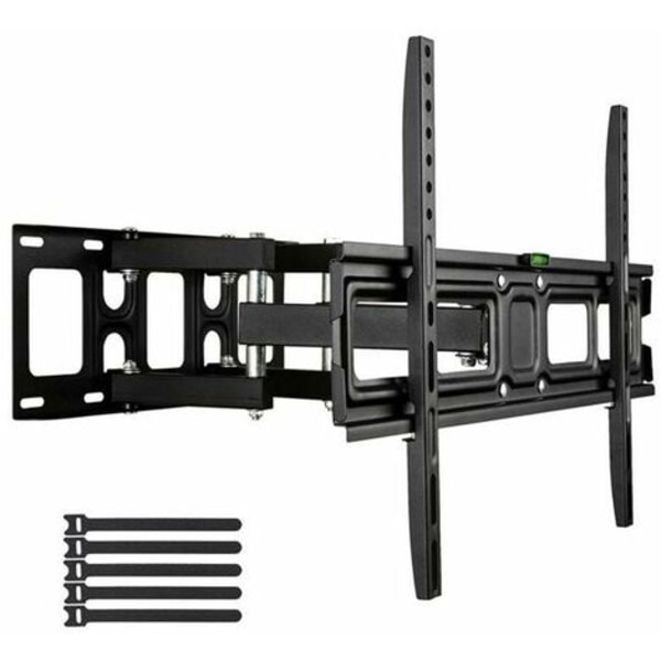 TV-seinäteline 32-70 tuuman LCD-LED-litteälle ja kaarevalle näytölle, panoroitava ja kallistettava TV-teline, vahvat ja tukevat kaksoisvarret jopa