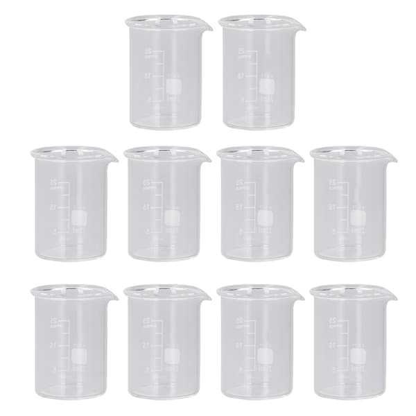 10 st Glasbägare Set 25ml Kapacitet med Skala Laboratorieutrustning