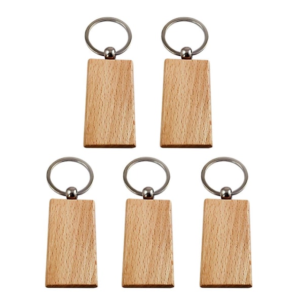5 stk nøgleringe Creative bøgetræ rektangelformet pung nøglering nøgleholder nøglering til mænd Rectangle