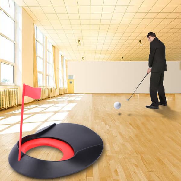 Golf Putting Cup Hål Träningshjälp Flagga Set Inomhus Utomhus Röd