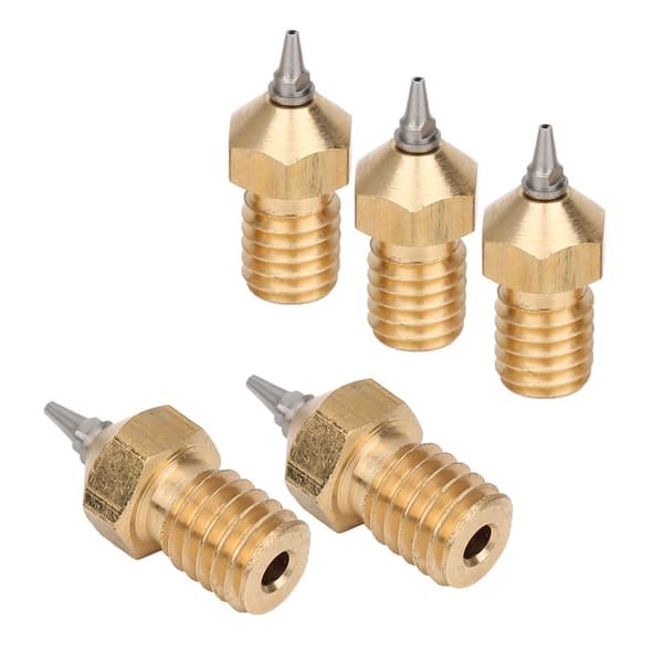 Dysestykke Sett 3D-skriver 5 Messingdyser Rustfrie Ståltupper Avtakbart Tilbehør 0,4 mm