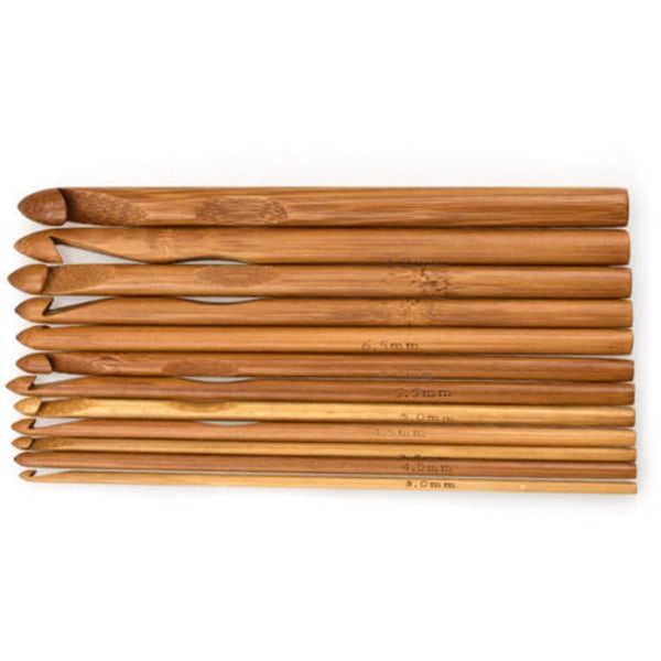 Kolsyrad bambu rund virknål 12 storlek tröja nål virkverktyg FR20007