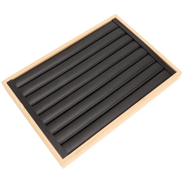 Stapelbar Smyckesbricka Organizer Förvaring Display Showcase Box 7 Rader Svart