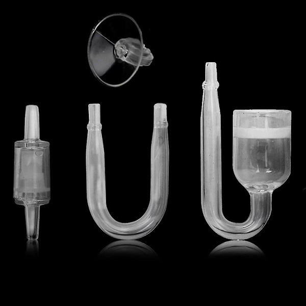 Set med 4 st Akvarium Fish Tank Co2 diffusor koldioxidreaktor med backventil/u-form glas/sug