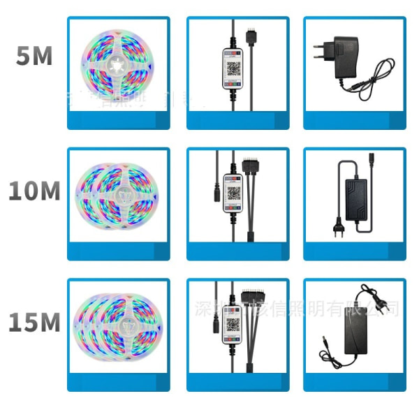 LED Strip Light, 12V Bluetooth Set Vattentät Lågspänning Färgglad Flexibel Flexibel Tape Light (10m, 540 lampor)