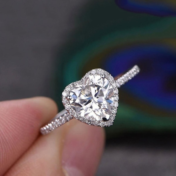 Kvinder Ring Hjerte Form Rhinestones Smykker Galvanisering Mode Udseende Fingerring til bryllup US 11