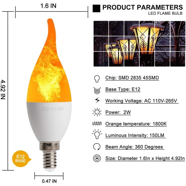 LED Candle Flame Lamp Simulering Flame Lamp