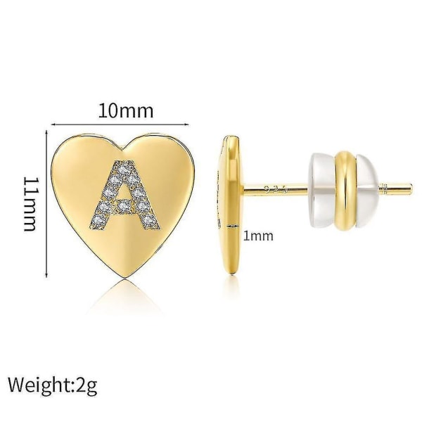 korvanapit Sydän Aakkoset Kirjain Mikrouurteinen Zirkoni S925 Neulakorvakorut häihin