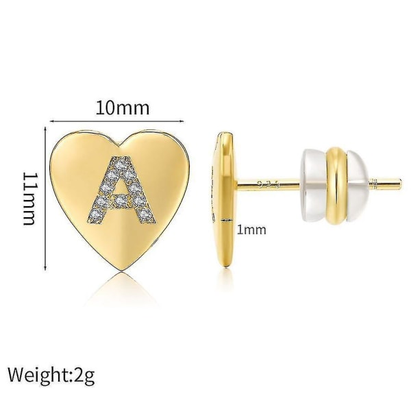örhängen Hjärta Alfabet Bokstav Micro Inlaid Zircon S925 Nål Örhängen För Bröllop
