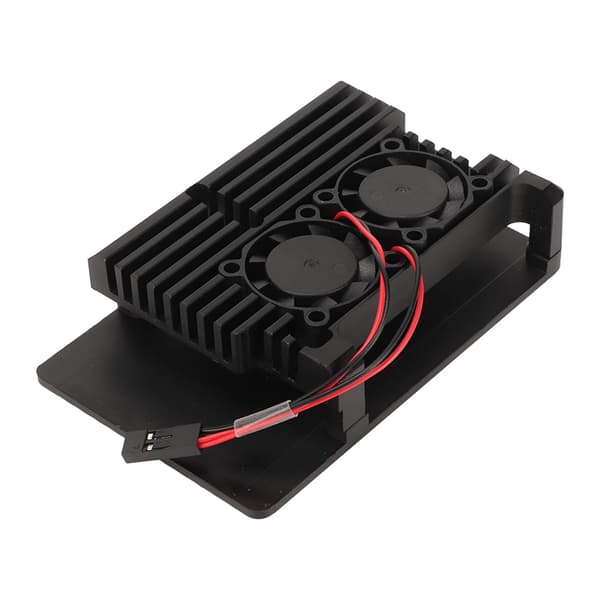 Raspberry Pi 4b Aluminiumlegering Køleplade Kølekasse Dobbelt Ventilator Varmeafledning
