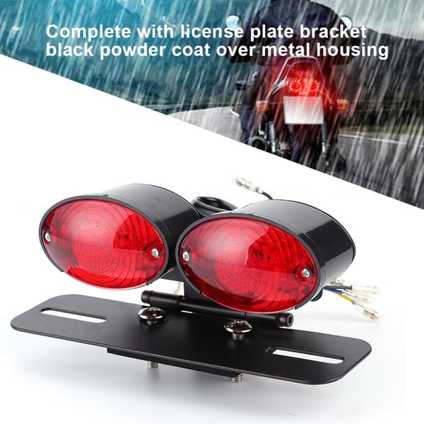 Universal LED Oval Motorcykel Blinklys Nummerplade Lys Dobbelt Pære Montering