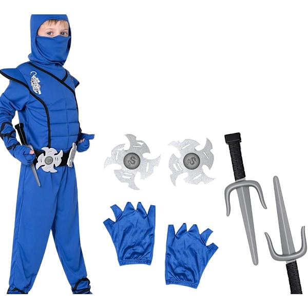 Ninja Cosplay kostym (svart) blue M