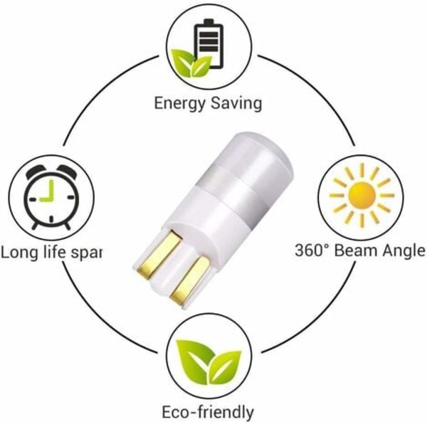 T10 LED billampor, W5W Led bilinredningslampa, ultrakompakt LED-lampa storlek 168/175/194/2825/192,12V LED-lampa (W)