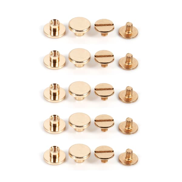 10 sæt 5 mm 6 mm 8 mm solid messingknap med skrue søm læderbælte DIY guld