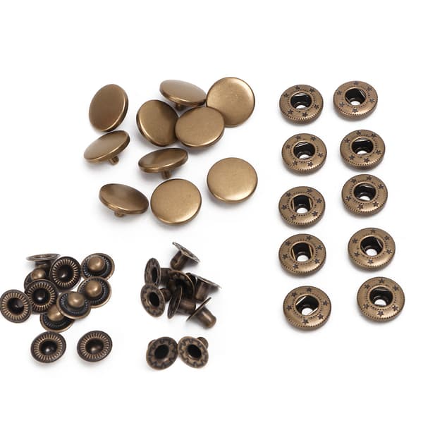 15 mm metalltrykknapper med trykknapper - sett med 10 stk