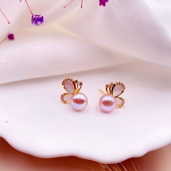 Ørering Pearl Butterfly Girls&#39; Modesmykker Ac3597 A81