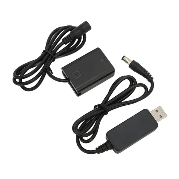 Sony A7 A7R A7S II FW50 DC Kobling Svart Full Dekoding Dummy Batteri med USB Adapterkabel