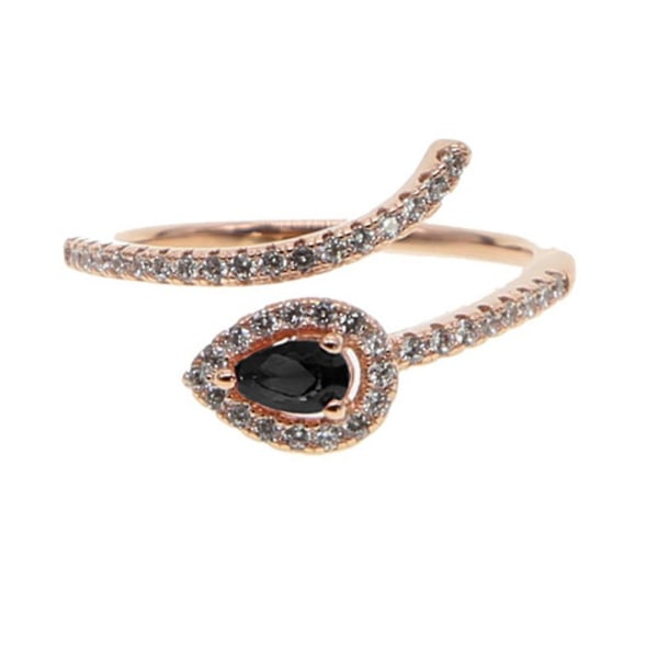 Mode Kvinder Snake Fødsel Rhinestone Finger Ring Justerbar åbning smykker gave Rose Gold and Purple
