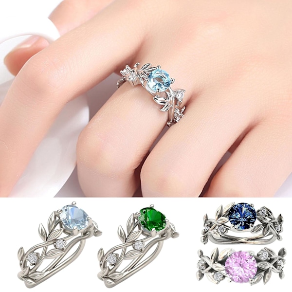 Kvinder Ring Blomster Design Alle Match Tilbehør Mode Sød Rhinestone Vielsesring Til Fest White US 7