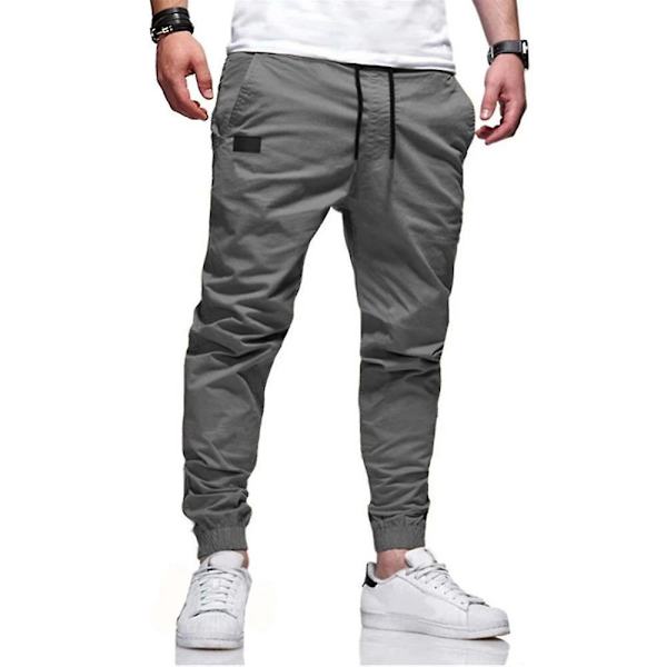 Miesten yksiväriset kiristysnyörillä joustavat vyötäröhousut Grey 2XL