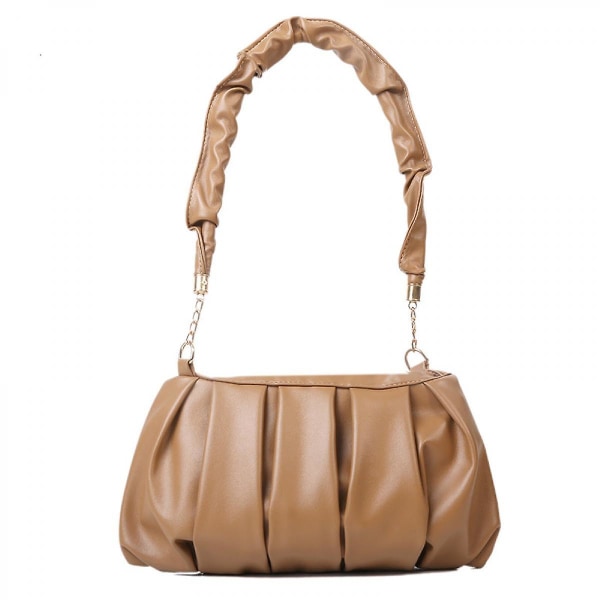 Pu Leather Women's Fold Cloud Bag Fashion One Shoulder Handväska Khaki