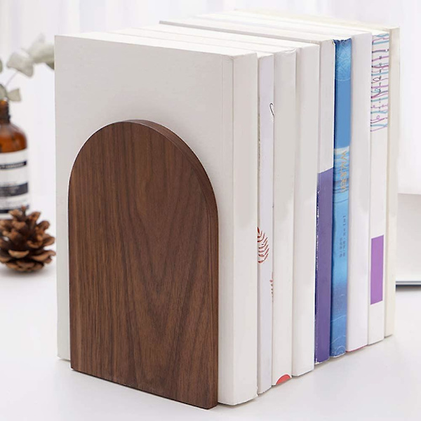 Heiqlay Bogblok, Bogkile, Sort Valnød Bogstøtteholder Til Hylder, Skridsikker Bogstøttearrangør Opbevaringsstativ 17x13cm Til Hjemmekontor (firkantet)